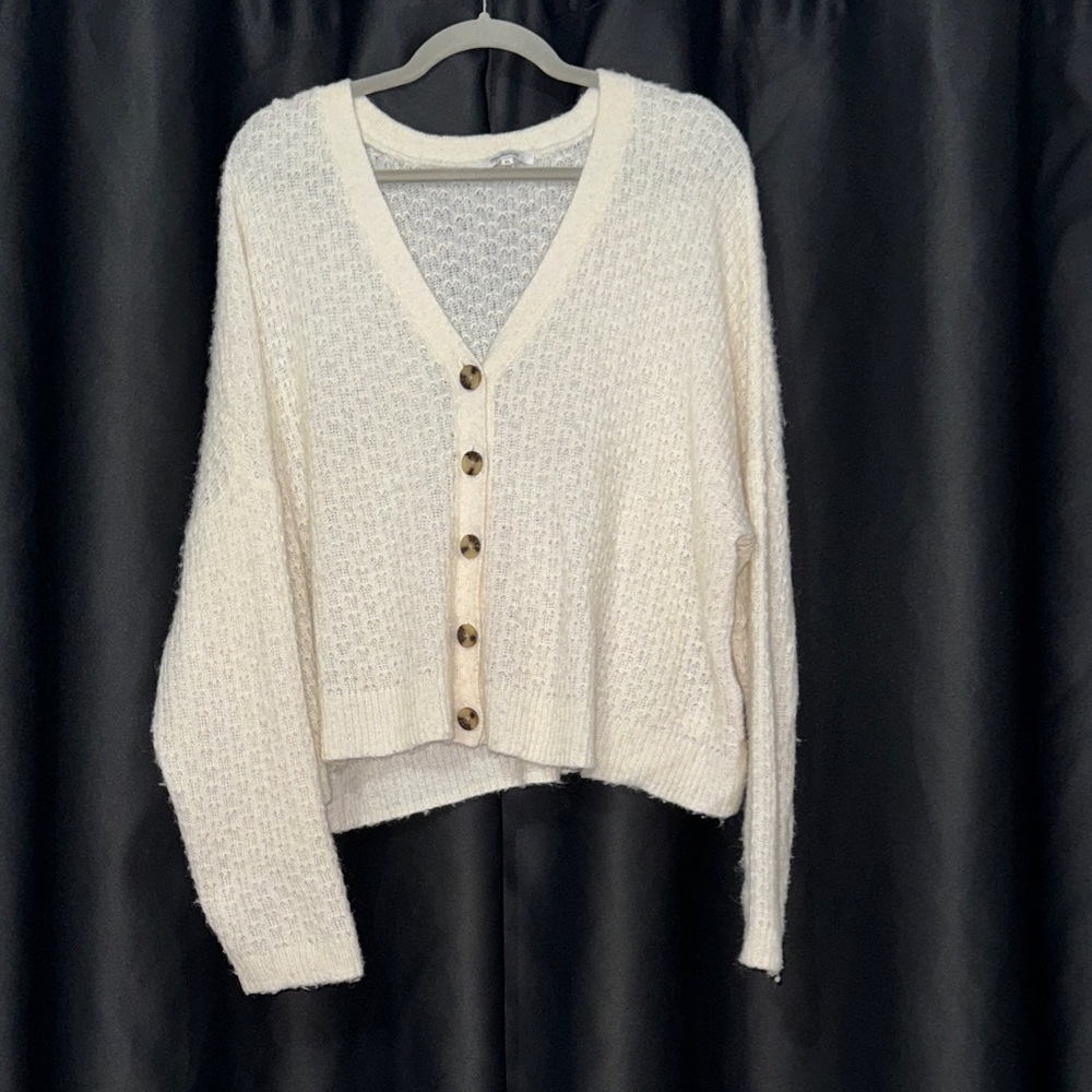 Madewell Ivory Knit Cardigan with Buttons